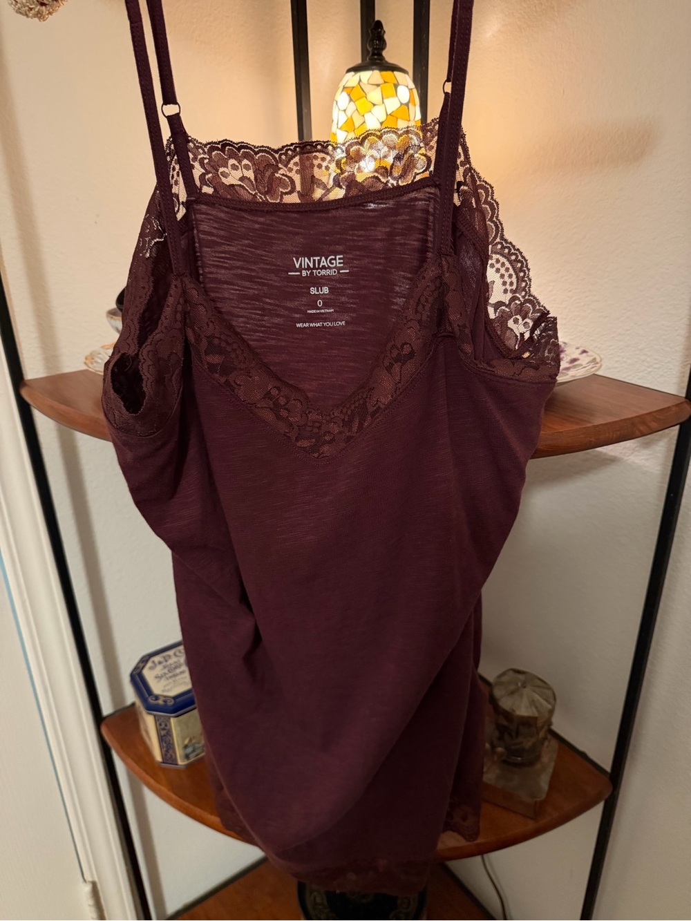 torrid Deep Plum Lace-Trim Camisole